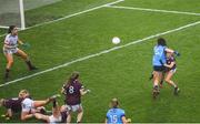 15 September 2019; Sinéad Goldrick of Dublin shoots to score her side's first goal despite the attention of Sarah Lynch of Galway during the TG4 All-Ireland Ladies Football Senior Championship Final match between Dublin and Galway at Croke Park in Dublin. Photo by Ramsey Cardy/Sportsfile