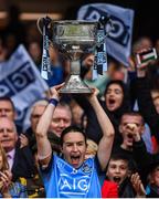 15 September 2019; Dublin captain Sinéad Aherne lifts the Brendan Martin Cup following the TG4 All-Ireland Ladies Football Senior Championship Final match between Dublin and Galway at Croke Park in Dublin. Photo by Stephen McCarthy/Sportsfile