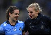 15 September 2019; Dublin players Noëlle Healy, left, and Nicole Owens celebrate after the TG4 All-Ireland Ladies Football Senior Championship Final match between Dublin and Galway at Croke Park in Dublin. Photo by Piaras Ó Mídheach/Sportsfile