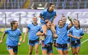 15 September 2019; Noëlle Healy carries Dublin captain Sinéad Aherne following the TG4 All-Ireland Ladies Football Senior Championship Final match between Dublin and Galway at Croke Park in Dublin. Photo by Ramsey Cardy/Sportsfile