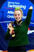 15 September 2019: Ellen Keane of Ireland poses with her bronze medal from the final of the Women's 100m Breaststroke during day seven of the World Para Swimming Championships 2019 at London Aquatic Centre in London, England. Photo by Tino Henschel/Sportsfile