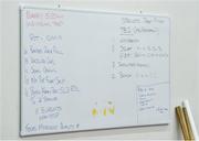 16 September 2019; A whiteboard with exercise instructions during an Ireland Rugby gym session at the Ichihara Suporeku Park in Ichihara, Japan. Photo by Brendan Moran/Sportsfile