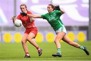 15 September 2019; Niamh Rice of Louth and Erin Murphy of Fermanagh during the TG4 All-Ireland Ladies Football Junior Championship Final match between Fermanagh and Louth at Croke Park in Dublin. Photo by Stephen McCarthy/Sportsfile