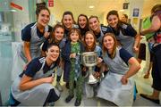 16 September 2019; Dublin ladies footballers meet Alex Daly, age 6, from Stillorgan, Co Dublin during the TG4 All-Ireland Senior Ladies Football Champions visit to Our Lady’s Children’s Hospital in Crumlin, Co Dublin. Photo by David Fitzgerald/Sportsfile