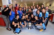 16 September 2019; Dublin ladies footballer and nurses with the Brendan Martin cup during the TG4 All-Ireland Senior Ladies Football Champions visit to Our Lady’s Children’s Hospital in Crumlin, Co Dublin. Photo by David Fitzgerald/Sportsfile