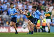 14 September 2019; Darragh Kinsella of Holy Trinity NS Donaghmede, Co Dublin, in action against Adam Byrne of Dr Crokes Kerry, Co Kerry, during the INTO Cumann na mBunscol GAA Respect Exhibition Go Games at Dublin v Kerry - GAA Football All-Ireland Senior Championship Final Replay at Croke Park in Dublin. Photo by Eóin Noonan/Sportsfile