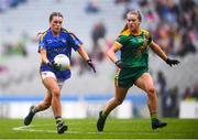 15 September 2019; Ava Fennessey of Tipperary and Orlagh Lally of Meath during the TG4 All-Ireland Ladies Football Intermediate Championship Final match between Meath and Tipperary at Croke Park in Dublin. Photo by Stephen McCarthy/Sportsfile