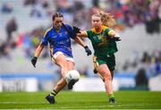 15 September 2019; Ava Fennessey of Tipperary and Orlagh Lally of Meath during the TG4 All-Ireland Ladies Football Intermediate Championship Final match between Meath and Tipperary at Croke Park in Dublin. Photo by Stephen McCarthy/Sportsfile