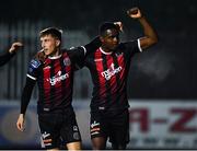16 September 2019; Andre Wright of Bohemians, right, is congratulated by team-mate Daniel Grant after scoring his side's first goal during the Extra.ie FAI Cup Quarter-Final match between Crumlin United and Bohemians at Richmond Park in Dublin. Photo by Seb Daly/Sportsfile