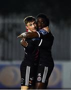 16 September 2019; Andre Wright of Bohemians, right, is congratulated by team-mate Daniel Grant after scoring his side's first goal during the Extra.ie FAI Cup Quarter-Final match between Crumlin United and Bohemians at Richmond Park in Dublin. Photo by Seb Daly/Sportsfile