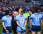 15 September 2019; President Michael D. Higgins meets the Dublin players prior to the TG4 All-Ireland Ladies Football Senior Championship Final match between Dublin and Galway at Croke Park in Dublin. Photo by Stephen McCarthy/Sportsfile
