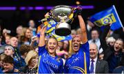 15 September 2019; Tipperary's Rosanna Kiely, left, and Orla O'Dwyer lift the Mary Quinn Memorial Cup following the TG4 All-Ireland Ladies Football Intermediate Championship Final match between Meath and Tipperary at Croke Park in Dublin. Photo by Stephen McCarthy/Sportsfile