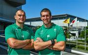 7 September 2019; Brothers Rhys Ruddock, left, and assistant strength & conditioning coach Ciaran Ruddock, during an Ireland rugby press Conference at the Hotel New Otani Makuhari in Chiba, Japan. Photo by Brendan Moran/Sportsfile