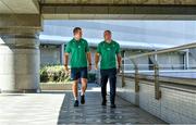 7 September 2019; Brothers Rhys Ruddock, right, and assistant strength & conditioning coach Ciaran Ruddock, during an Ireland rugby press Conference at the Hotel New Otani Makuhari in Chiba, Japan. Photo by Brendan Moran/Sportsfile