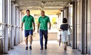 7 September 2019; Brothers Rhys Ruddock, right, and assistant strength & conditioning coach Ciaran Ruddock, during an Ireland rugby press Conference at the Hotel New Otani Makuhari in Chiba, Japan. Photo by Brendan Moran/Sportsfile