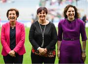 15 September 2019; Members of the Waterford 1994 Jubilee team, from left, Bernie Ryan, Marie Crotty and Olivia Condon are honoured ahead of the TG4 All-Ireland Ladies Football Senior Championship Final match between Dublin and Galway at Croke Park in Dublin. Photo by Stephen McCarthy/Sportsfile