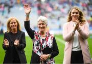 15 September 2019; Patricia Butler a member of the Waterford 1994 Jubilee team is honoured ahead of the TG4 All-Ireland Ladies Football Senior Championship Final match between Dublin and Galway at Croke Park in Dublin. Photo by Stephen McCarthy/Sportsfile