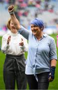 15 September 2019; Áine Wall a member of the Waterford 1994 Jubilee team is honoured ahead of the TG4 All-Ireland Ladies Football Senior Championship Final match between Dublin and Galway at Croke Park in Dublin. Photo by Stephen McCarthy/Sportsfile