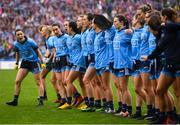 15 September 2019; Lyndsey Davey of Dublin urges on her team-mates prior to the TG4 All-Ireland Ladies Football Senior Championship Final match between Dublin and Galway at Croke Park in Dublin. Photo by Stephen McCarthy/Sportsfile