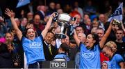 15 September 2019; Sinéad Goldrick, left, and Hannah O'Neill of Dublin lift the Brendan Martin Cup following the TG4 All-Ireland Ladies Football Senior Championship Final match between Dublin and Galway at Croke Park in Dublin. Photo by Stephen McCarthy/Sportsfile