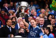 15 September 2019; Ciara Trant of Dublin lifts the Brendan Martin Cup following the TG4 All-Ireland Ladies Football Senior Championship Final match between Dublin and Galway at Croke Park in Dublin. Photo by Stephen McCarthy/Sportsfile