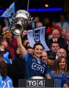 15 September 2019; Rachel Fleming of Dublin lifts the Brendan Martin Cup following the TG4 All-Ireland Ladies Football Senior Championship Final match between Dublin and Galway at Croke Park in Dublin. Photo by Stephen McCarthy/Sportsfile