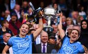 15 September 2019; Jennifer Dunne, left, and Martha Byrne of Dublin lift the Brendan Martin Cup following the TG4 All-Ireland Ladies Football Senior Championship Final match between Dublin and Galway at Croke Park in Dublin. Photo by Stephen McCarthy/Sportsfile