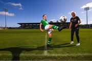 17 September 2019; Republic of Ireland internationals Jess Gargan and Louise Quinn, right, pictured at the launch of ticket sales for Republic of Ireland's UEFA Women's EURO 2021 Qualifier against Ukraine, in partnership with the 20x20 campaign, at Tallaght Stadium in Dublin. Tickets are now available at fai.ie/tickets  Photo by Stephen McCarthy/Sportsfile