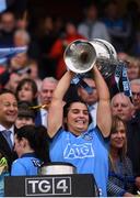 15 September 2019; Niamh Collins of Dublin lifts the Brendan Martin Cup following the TG4 All-Ireland Ladies Football Senior Championship Final match between Dublin and Galway at Croke Park in Dublin. Photo by Stephen McCarthy/Sportsfile