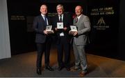 17 September 2019; In attendance, from left, are former hurlers Nicky English of Tipperary, Conor Hayes of Galway and Terence ‘Sambo’ McNaughton of Antrim at the GAA Museum where they were inducted into the Hall of Fame during the GAA Museum Hall of Fame 2019 at Croke Park in Dublin. Photo by David Fitzgerald/Sportsfile
