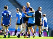17 September 2019; Dublin players, from left, Cameron Fagan, Shane Elliott and Ben Keogh celebrate winning their final during the M.Donnelly GAA Football for ALL Interprovincial Finals at Croke Park in Dublin. Photo by Sam Barnes/Sportsfile