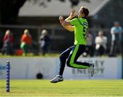 17 September 2019; Shane Getkate of Ireland bowls a delivery during the T20 International Tri Series match between Ireland and Scotland at Malahide Cricket Club in Dublin. Photo by Seb Daly/Sportsfile