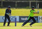17 September 2019; Andrew Balbirnie of Ireland plays a shot, under the watch of Matthew Cross of Scotland, during the T20 International Tri Series match between Ireland and Scotland at Malahide Cricket Club in Dublin. Photo by Seb Daly/Sportsfile