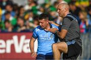 14 September 2019; Cormac Costello of Dublin with team physio Kieran O'Reilly after picking up a knock in the warm-up before the GAA Football All-Ireland Senior Championship Final Replay between Dublin and Kerry at Croke Park in Dublin. Photo by Piaras Ó Mídheach/Sportsfile