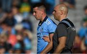14 September 2019; Cormac Costello of Dublin with team physio Kieran O'Reilly after picking up a knock in the warm-up before the GAA Football All-Ireland Senior Championship Final Replay between Dublin and Kerry at Croke Park in Dublin. Photo by Piaras Ó Mídheach/Sportsfile
