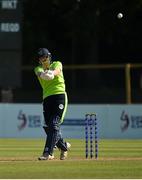 18 September 2019; David Delaney of Ireland hitting a six during the T20 International Tri Series match between Ireland and Netherlands at Malahide Cricket Club in Dublin. Photo by Oliver McVeigh/Sportsfile