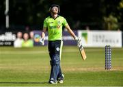 18 September 2019; Harry Tector of Ireland reacts after bing caught in the field during the T20 International Tri Series match between Ireland and Netherlands at Malahide Cricket Club in Dublin. Photo by Oliver McVeigh/Sportsfile