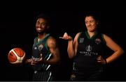 18 September 2019; Shauna Burke, right, and Kareem Davis of Portlaoise Panthers pictured at the 2019/2020 Basketball Ireland Season Launch and Hula Hoops National Cup draw at the National Basketball Arena in Tallaght, Dublin. Photo by David Fitzgerald/Sportsfile