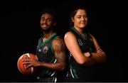 18 September 2019; Shauna Burke, right, and Kareem Davis of Portlaoise Panthers pictured at the 2019/2020 Basketball Ireland Season Launch and Hula Hoops National Cup draw at the National Basketball Arena in Tallaght, Dublin. Photo by David Fitzgerald/Sportsfile