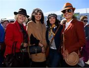18 September 2019; Mary O'Halloran, Nadine Smith, Mary Woulfe and Tasha O'Connor arrive for the Etihad Airways’ ‘Best Dressed Country Style’ competition at the National Ploughing Championship in Ballintrane, Fenagh, Co. Carlow. This year’s prize includes two return economy flights from Dublin to Abu Dhabi, a two-night stay in the luxury Yas Hotel built over the F1 Grand Prix race track, a two-night stay in the prominent 5-Star Fairmont Bab Al Bahr and two complimentary 3-park passes for Yas Island. Photo by Stephen McCarthy/Sportsfile