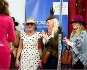 18 September 2019; Liz Farrell from Carlow is announced as Etihad Airways’ ‘Best Dressed Country Style’ winner at the National Ploughing Championship in Ballintrane, Fenagh, Co. Carlow. This year’s prize includes two return economy flights from Dublin to Abu Dhabi, a two-night stay in the luxury Yas Hotel built over the F1 Grand Prix race track, a two-night stay in the prominent 5-Star Fairmont Bab Al Bahr and two complimentary 3-park passes for Yas Island. Photo by Stephen McCarthy/Sportsfile