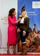 18 September 2019; Celia Holman Lee with Gillian Kelleher, from Millstreet, Cork, during the Etihad Airways’ ‘Best Dressed Country Style’ competition at the National Ploughing Championship in Ballintrane, Fenagh, Co. Carlow. This year’s prize includes two return economy flights from Dublin to Abu Dhabi, a two-night stay in the luxury Yas Hotel built over the F1 Grand Prix race track, a two-night stay in the prominent 5-Star Fairmont Bab Al Bahr and two complimentary 3-park passes for Yas Island. Photo by Stephen McCarthy/Sportsfile