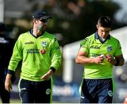 18 September 2019; Andrew Balbernie and David Delaney of Ireland during the T20 International Tri Series match between Ireland and Netherlands at Malahide Cricket Club in Dublin. Photo by Oliver McVeigh/Sportsfile