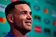 19 September 2019; Ryan Crotty during a New Zealand All Blacks press conference at the Conrad Hotel Tokyo in Minato, Japan.  Photo by Brendan Moran/Sportsfile