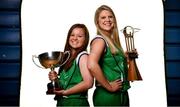 18 September 2019; Darby Maggard, left, and Kylee Smith of Liffey Celtics pictured at the 2019/2020 Basketball Ireland Season Launch and Hula Hoops National Cup draw at the National Basketball Arena in Tallaght, Dublin. Photo by Sam Barnes/Sportsfile