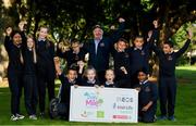 19 September 2019; The Daily Mile aims to get primary school children engaged in daily physical activity to improve their mental and physical health. The Daily Mile Irish Ambassador Frank Greally with pupils from Scoil Mhuire Gan Smál during The Daily Mile Launch at Scoil Mhuire Gan Smál, Inchicore, Dublin. Photo by Eóin Noonan/Sportsfile