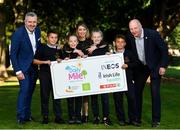 19 September 2019; The Daily Mile aims to get primary school children engaged in daily physical activity to improve their mental and physical health. Colin Donnelly, Spar Sales Director, left, Amy Rowe, Irish Life Health Marketing Manager and CEO of Athletics Ireland Hamish Adams with pupils from Scoil Mhuire Gan Smál during The Daily Mile Launch at Scoil Mhuire Gan Smál, Inchicore, Dublin. Photo by Eóin Noonan/Sportsfile