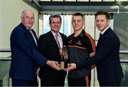19 September 2019; PwC GAA/GPA Player of the Month for August, footballer Con O’Callaghan of Dublin, and September Player of the Month, footballer Sean O’Shea of Kerry, were at PwC offices in Dublin today to pick up their respective awards. The players were joined by PwC Managing Partner, Feargal O’Rourke, Uachtarán Chumann Lúthchleas Gael John Horan, and GPA Chief Executive, Paul Flynn. Pictured are, from left, Uachtarán Chumann Lúthcleas, John Horan, PwC Managing Partner, Feargal O’Rourke, Con O'Callaghan of Dublin and GPA Chief Executive, Paul Flynn in attendance at the event.  Photo by Sam Barnes/Sportsfile