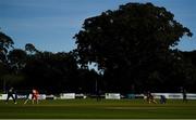 19 September 2019; A general view as Calum MacLeod of Scotland bowls to Bas de Leede of Netherlands during the T20 International Tri Series match between Scotland and Netherlands at Malahide Cricket Club in Dublin. Photo by Harry Murphy/Sportsfile