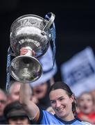 15 September 2019; Dublin captain Sinéad Aherne lifts the Brendan Martin Cup after the TG4 All-Ireland Ladies Football Senior Championship Final match between Dublin and Galway at Croke Park in Dublin. Photo by Piaras Ó Mídheach/Sportsfile